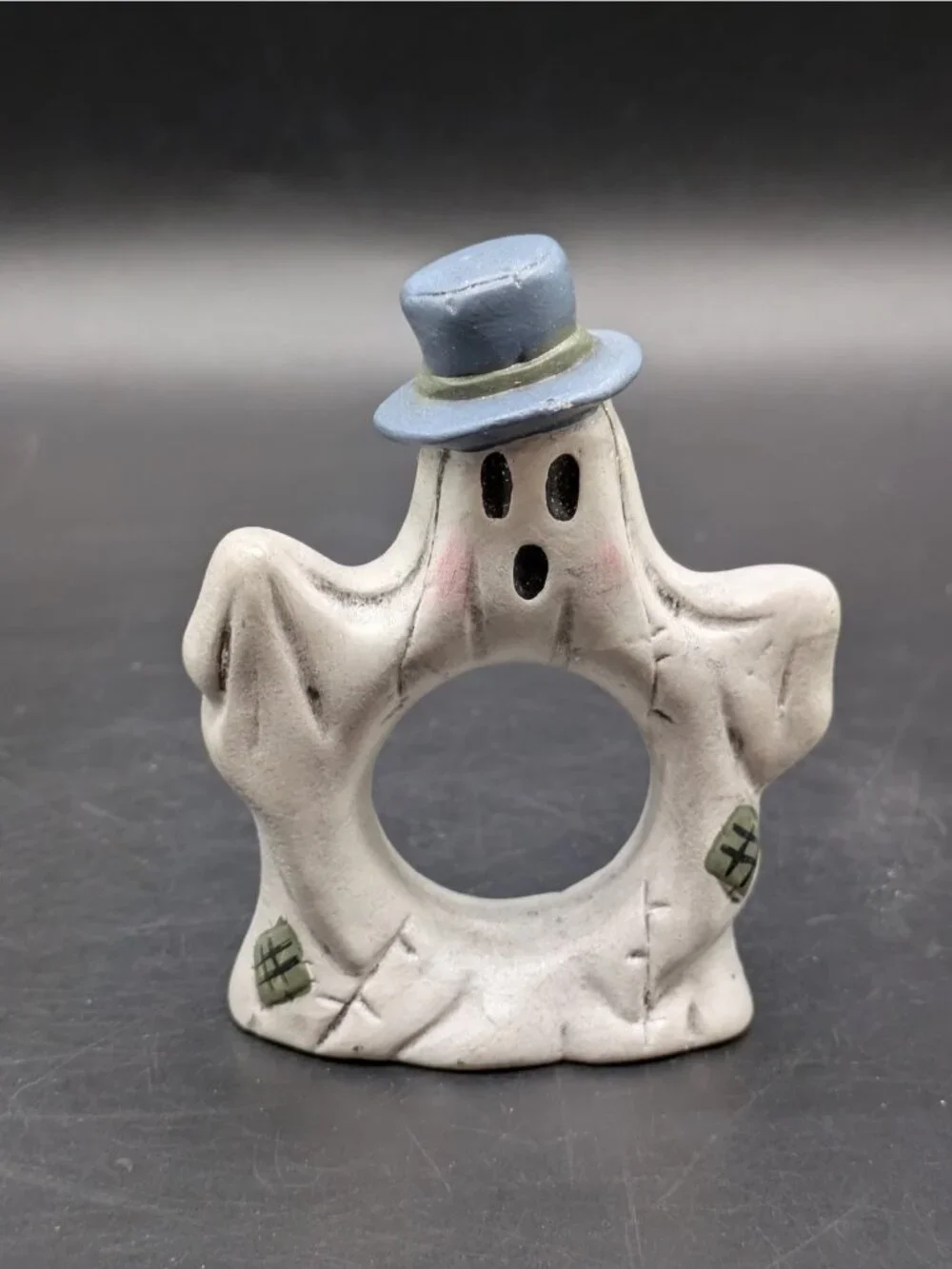Vintage Studio Hand Painted Ghost Shaped Napkin Rings Set of 4 Signed 3.5